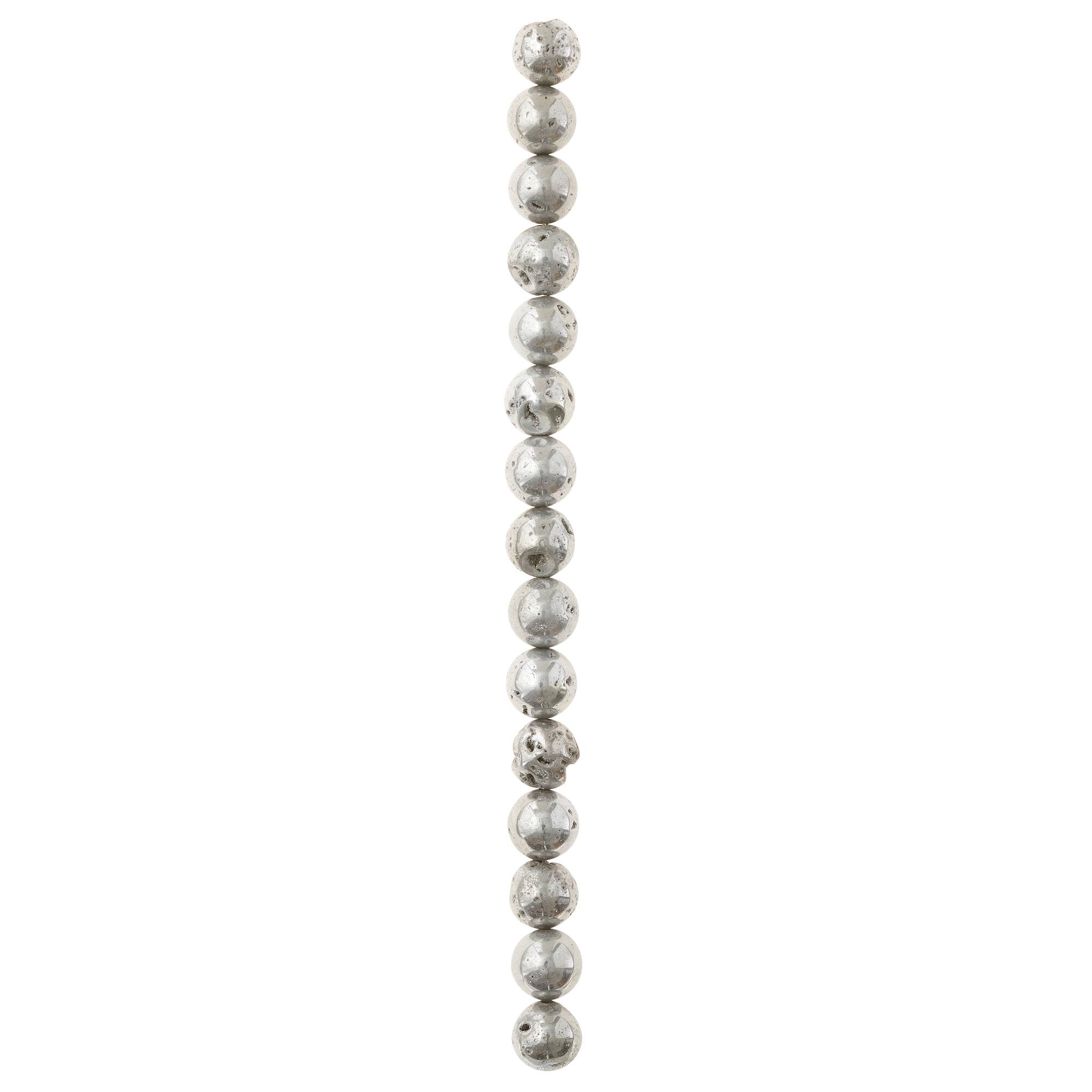 Silver Druzy Agate Round Beads, 10mm by Bead Landing™